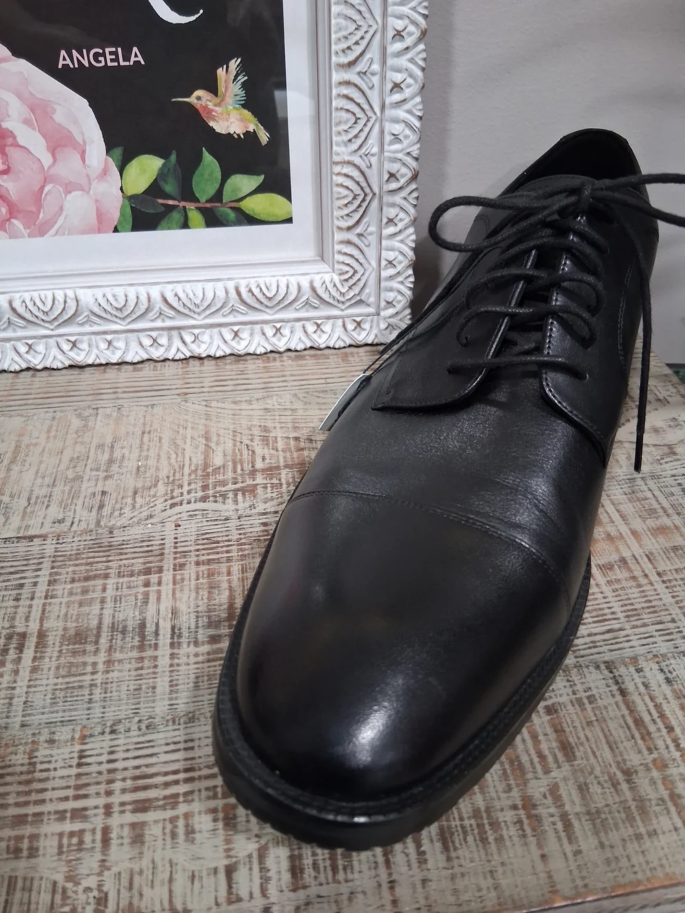 Cole Haan Black Leather Cap-Toe Oxfords